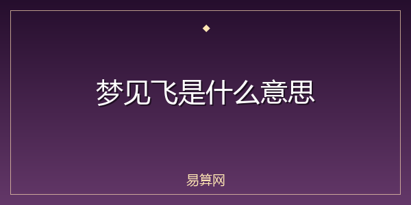 梦见飞是什么意思