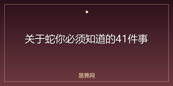 关于蛇你必须知道的41件事