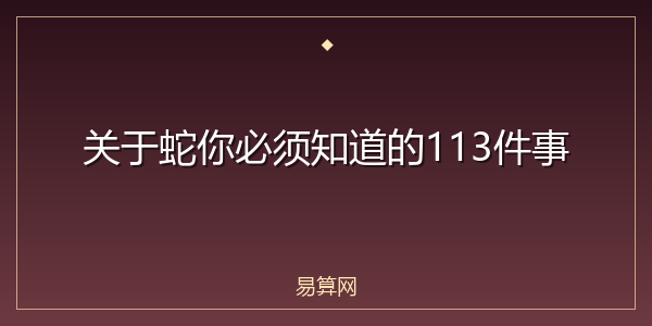 关于蛇你必须知道的113件事