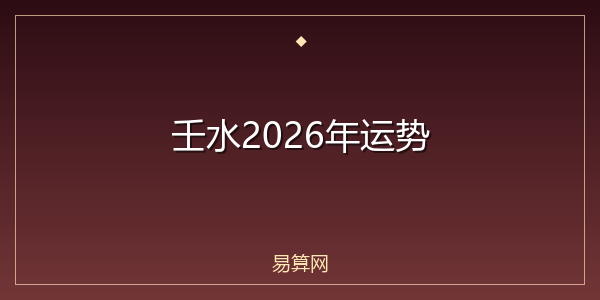 壬水2026年运势