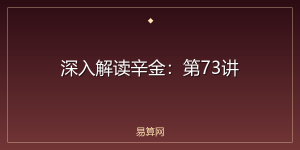 深入解读辛金:第73讲