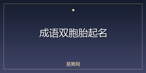 成语双胞胎起名