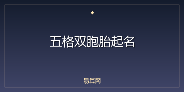 五格双胞胎起名