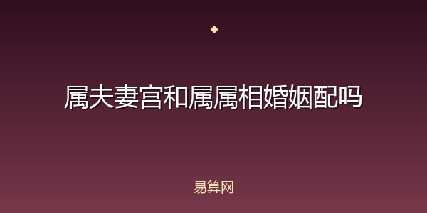 属夫妻宫和属属相婚姻配吗