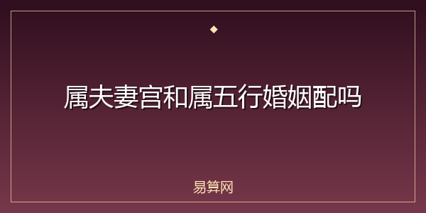 属夫妻宫和属五行婚姻配吗