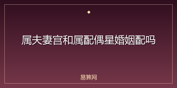 属夫妻宫和属配偶星婚姻配吗