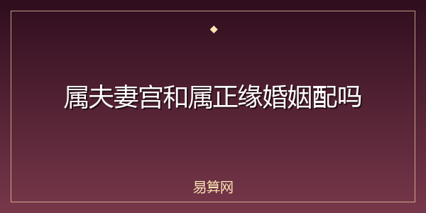 属夫妻宫和属正缘婚姻配吗