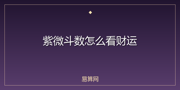 紫微斗数怎么看财运